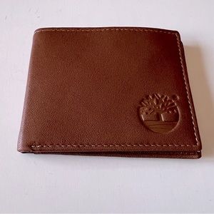 TIMBERLAND MENS LEATHER BIFOLD WALLET TAN NWT